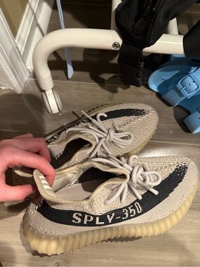 Yeezy SPLY-350 Knit Sneakers in Beige and Black
